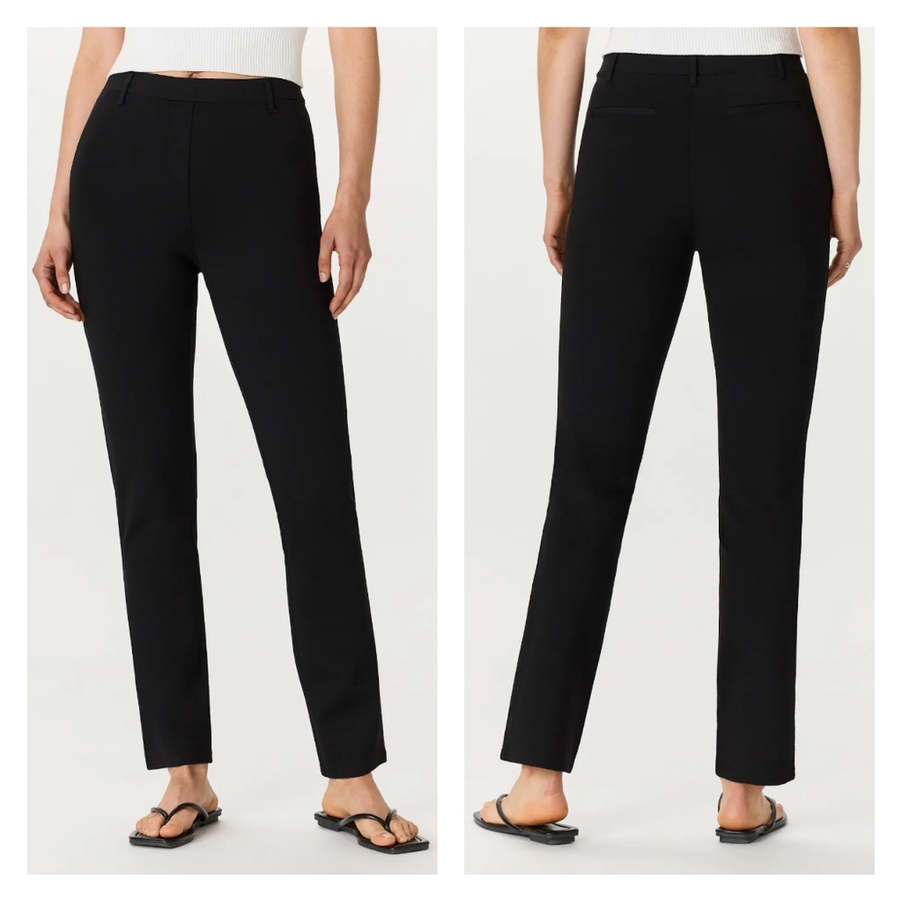 Quince Ultra-Stretch Ponte Straight Leg Pants Black Size Large 28" Inseam